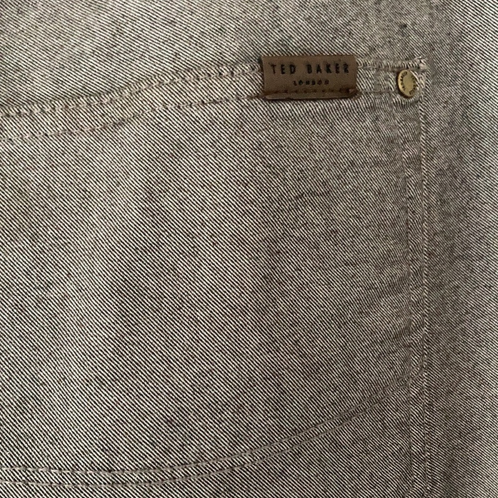 Designer Ted Baker London Brown Gray Straight Leg Pant - Picture 6 of 11